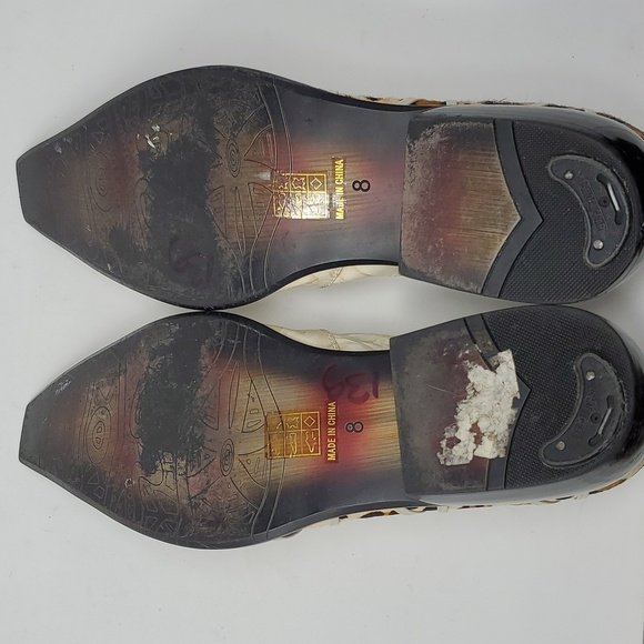 Fiesso Bone Leopard Hair Genuine Leather Loafer Shoes Pointed Toe F18027  Size 8 - Picture 11 of 11